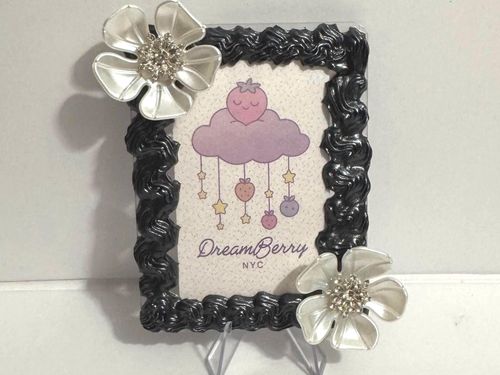 Decoden Photocard Toploader — Black Pearl & White Flowers, view 1 of 4