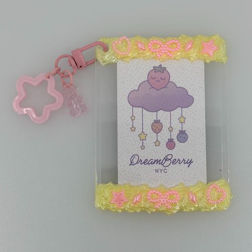 Decoden Photocard Toploader Keychain — Yellow & Pink (Compact), Take Two, view 1 of 5