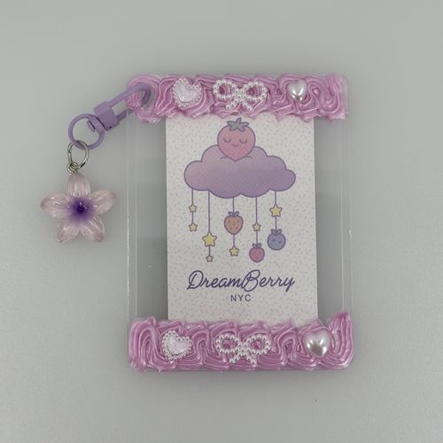 Decoden Photocard Toploader Keychain — Purple & White (Compact), view 1 of 5