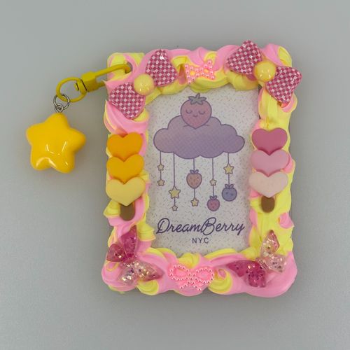 Decoden Photocard Toploader Keychain — Yellow & Pink (Compact), view 1 of 5