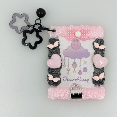 Decoden Photocard Toploader Keychain — Black & Pink (Compact), view 1 of 5