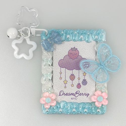 Decoden Photocard Toploader Keychain — Baby Blue & White (Compact), view 1 of 5