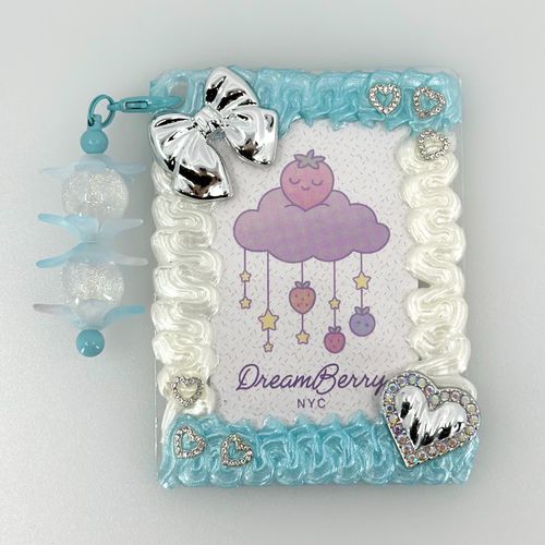 Decoden Photocard Toploader Keychain — White & Baby Blue, view 1 of 5
