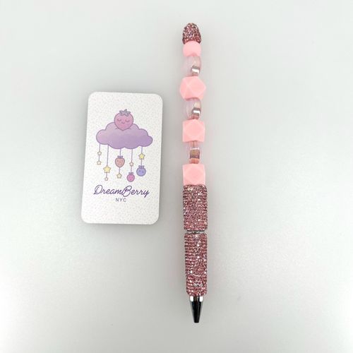 Beaded Pen — Pink with Rhinestones, view 1 of 3