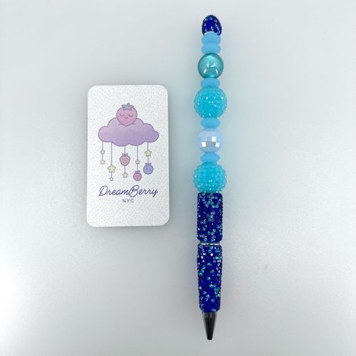 Beaded Pen — Blue & Teal, view 1 of 3