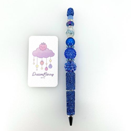 Beaded Pen — Blue with Rhinestones, view 1 of 3