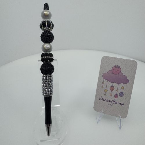 Beaded Pen — Black with Rhinestones, view 1 of 3