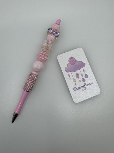 Beaded Pen — Baby Pink Flowers, view 1 of 4