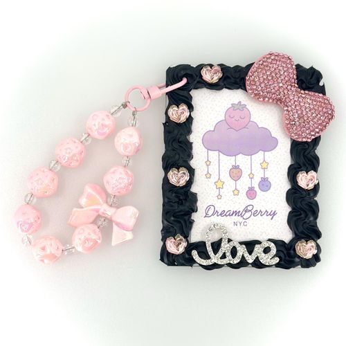 Decoden Photocard Toploader Keychain — Black & Pink, view 1 of 4