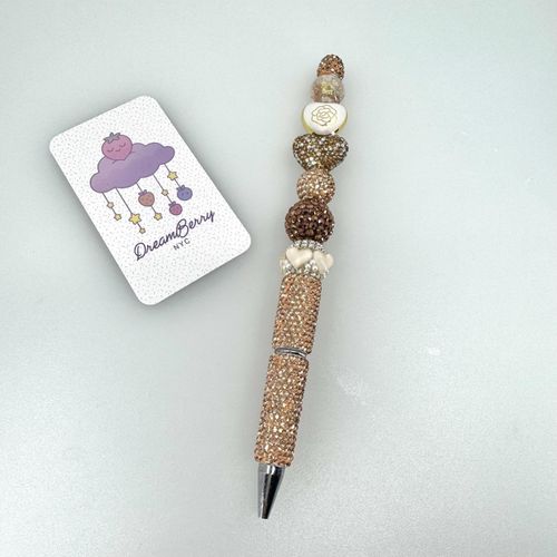 Beaded Pen — Deluxe Bronze with Heart, view 1 of 5