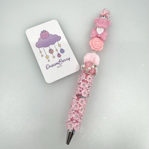 Beaded Pen — Deluxe Pink with Bear, Take Two, view 1 of 5