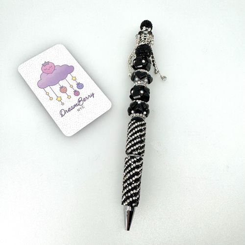 Beaded Pen — Deluxe Black & White Stripe, view 1 of 6