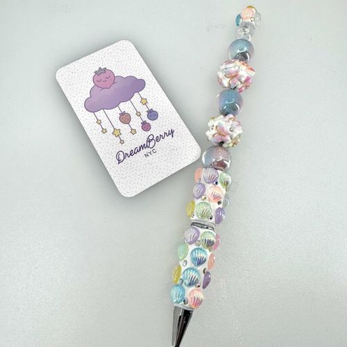 Beaded Pen — Multi-Color Beach Shells, view 1 of 4