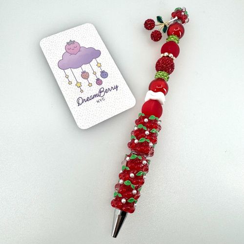 Beaded Pen — Red Cherries, Take Two, view 1 of 4
