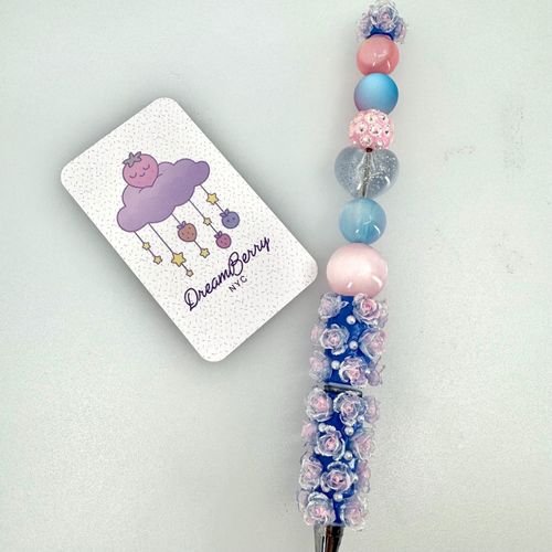 Beaded Pen — Pink & Blue, view 1 of 5