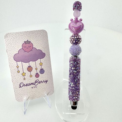 Beaded Stylus — Purple Crowned Heart, view 1 of 5