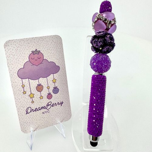 Beaded Stylus — Plum Carved Roses, view 1 of 4