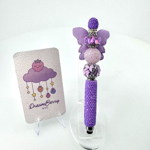 Beaded Stylus — Lilac Organza Wings, view 1 of 6