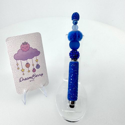 Beaded Stylus — Blue Pom-Pom, view 1 of 5