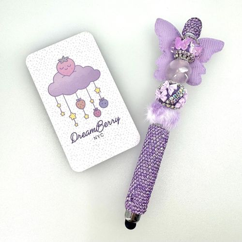 Purple Beaded Stylus (regular sized) Rhinestones, view 1 of 5