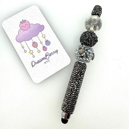 Beaded Stylus — Gunmetal Crackle Quartz, view 1 of 3