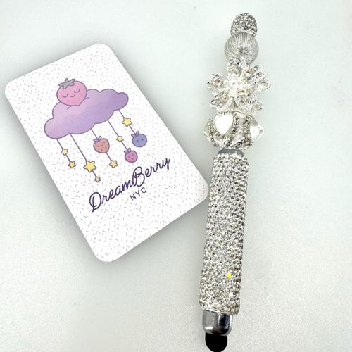 Beaded Stylus — Crystal Blossom & Heart, view 1 of 4