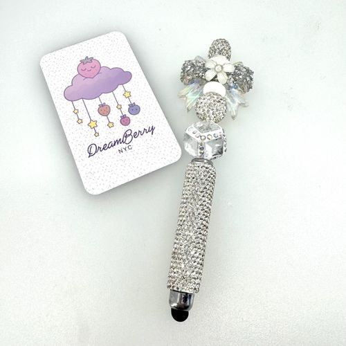 Beaded Stylus — Crystal Daisy & Cube, view 1 of 3