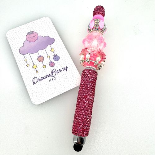 Pink Beaded Stylus (regular sized) Rhinestones, view 1 of 3