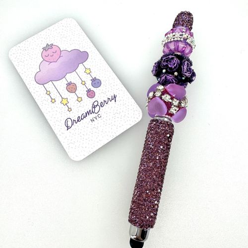 Smokey Lavender Beaded Stylus (regular sized) Rhinestones, view 1 of 3