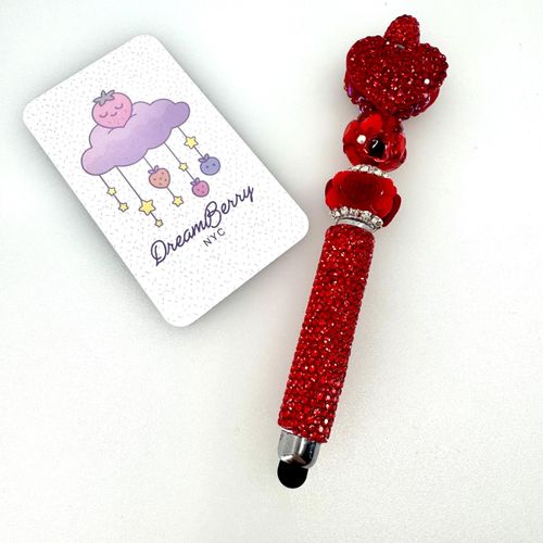 Red Beaded Stylus (regular sized) Rhinestones, view 1 of 4