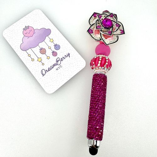 Berry Beaded Stylus (regular sized) Rhinestones with fidget spinner bead, view 1 of 4