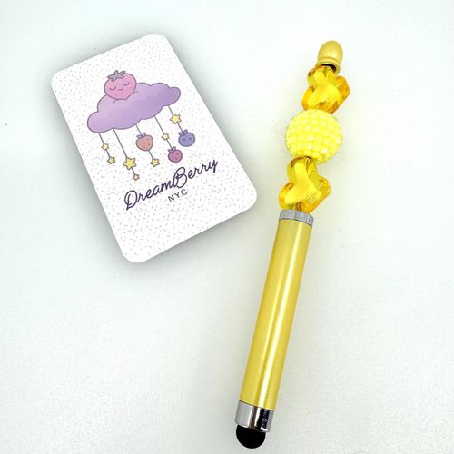 Beaded Stylus — Yellow Hearts