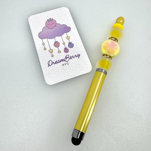 Beaded Stylus — Yellow & Pink Beads