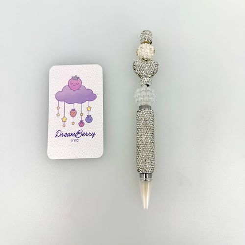 Rhinestone Wax Pen — White & Silver Heart