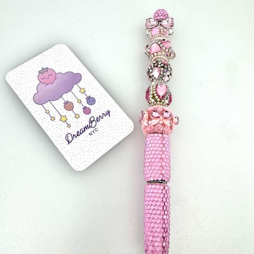 Beaded Pen — Pink Rose, Pearl & Crystal