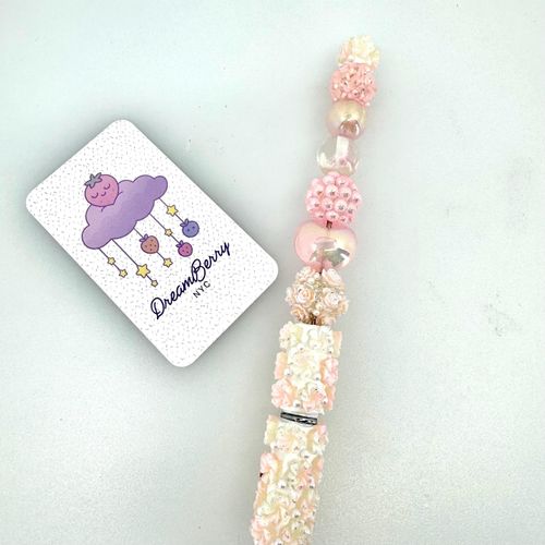 Beaded Pen — Blush & Cream Pearl Rose