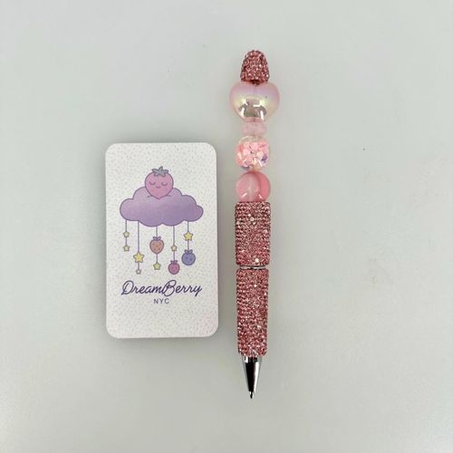 Beaded Pen — Rose Gold Heart Confetti (Regular Size)