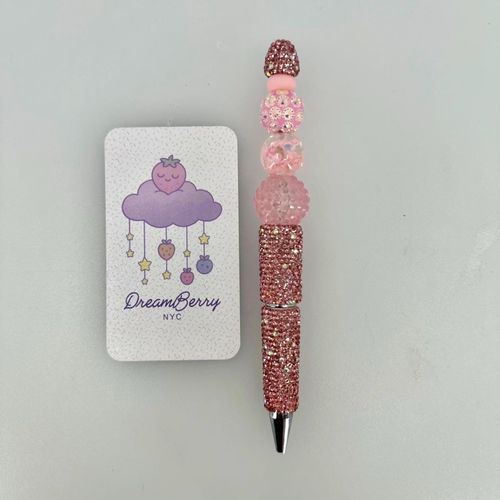 Beaded Pen — Rose Gold Confetti (Regular Size)