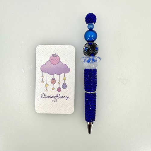 Beaded Pen — Royal Blue Sapphire Crystal (Regular Size)