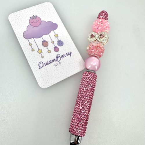 Beaded Stylus — Pink Crystal Bow