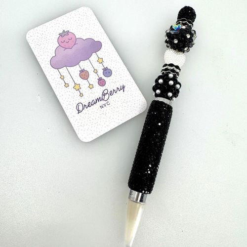 Rhinestone Wax Pen — Black & White Bow