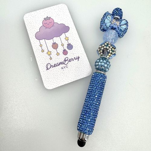Beaded Stylus — Blue Crystal Bow