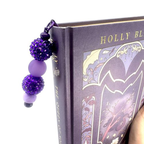 Beaded Bookmark — Purple Feather & Lavender Sparkle