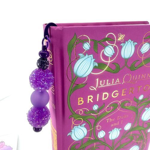 Beaded Bookmark — Purple Rhinestone & Matte Accent