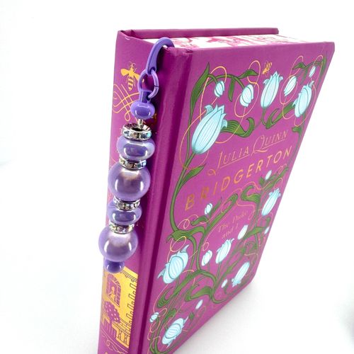 Beaded Bookmark — Lavender Pearl & Iridescent