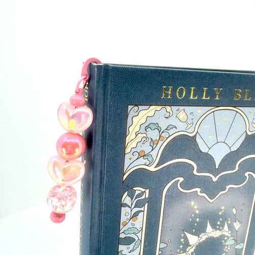 Beaded Bookmark — Pink Heart Confetti