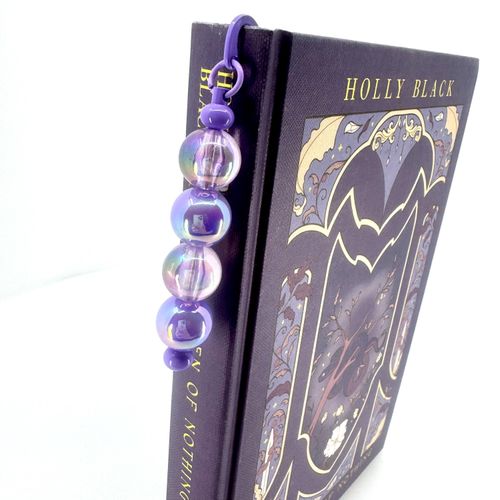 Beaded Bookmark — Purple Iridescent & Clear