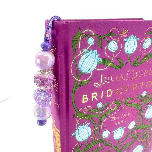 Beaded Bookmark — Lilac Floral Sparkle