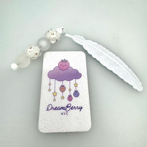 Beaded Bookmark — White Feather Crystal Flower
