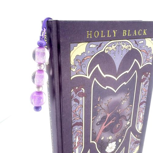 Beaded Bookmark — Purple Glitter & Clear Lavender